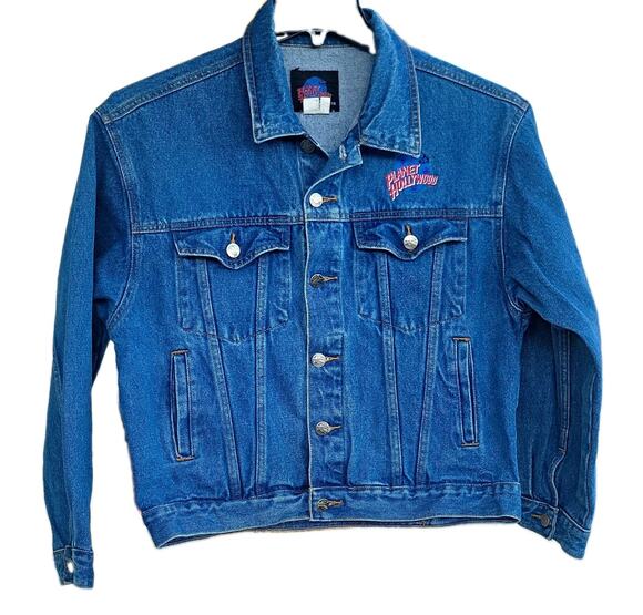 planet hollywood Other - Vintage 90s Planet Hollywood St. Louis Denim Trucker Jacket Embroidered Logo